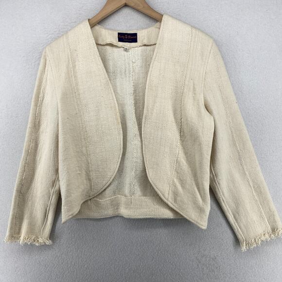 Easy 5 Pieces Jackets & Blazers - EASY 5 PIECES Jacket Women S Canvas Open Front Fringe Cotton Off White USA
